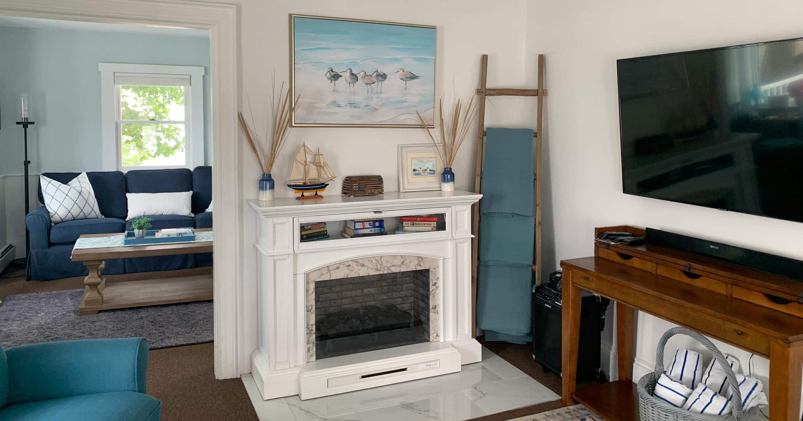 Living room at The Helm House Collection in Boothbay Harbor
