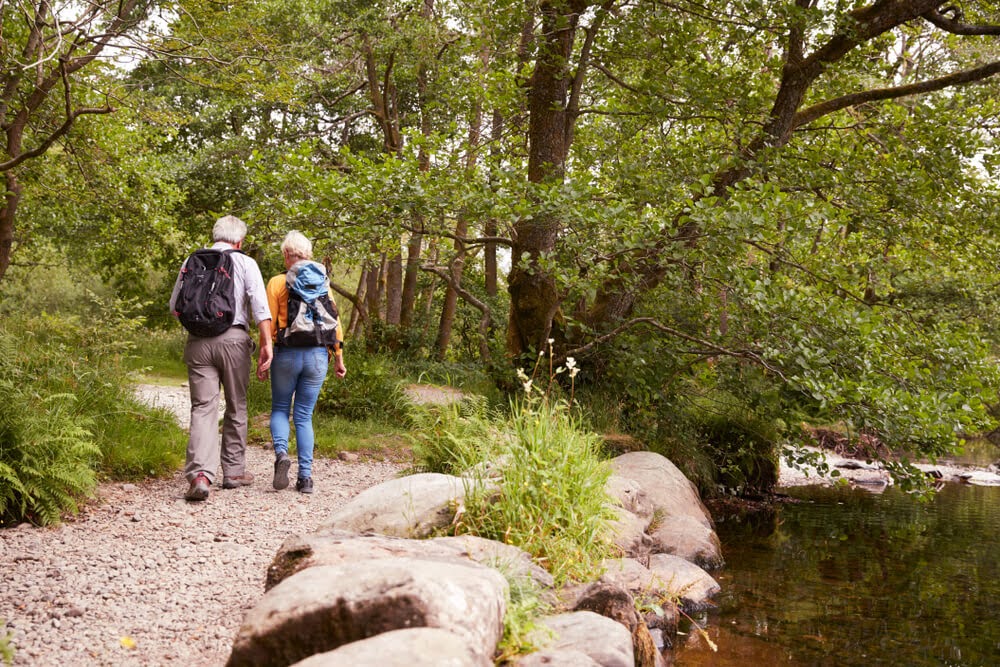 Couple hiking along a scenic path