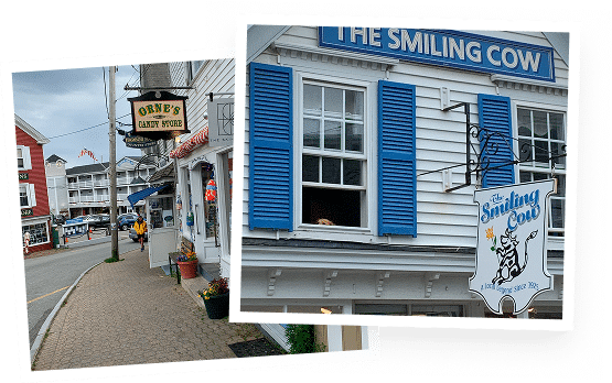 Charming shops in a coastal town