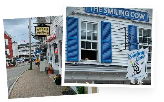 Charming shops in a coastal town