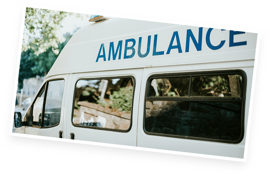 Side view of an ambulance vehicle